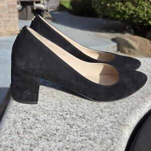 Cole Haan Black Suede Block Heel Pumps